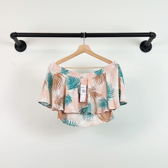 NWT Roxy Forbidden Story Tropical Floral Off the Shoulder Crop Top - Picture 5 of 8